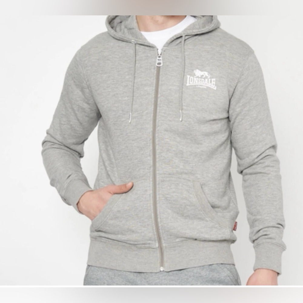 Lonsdale London Full Zip Hoodie Sweatshirt Men's‎ Grey Size M